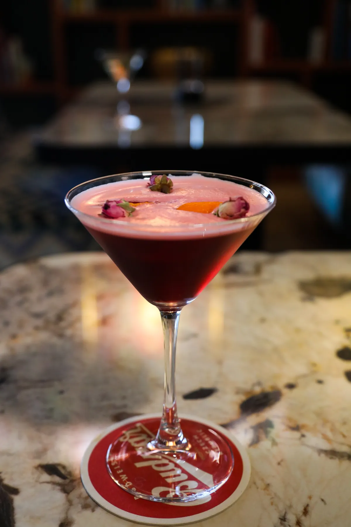 Crimson martini cocktail